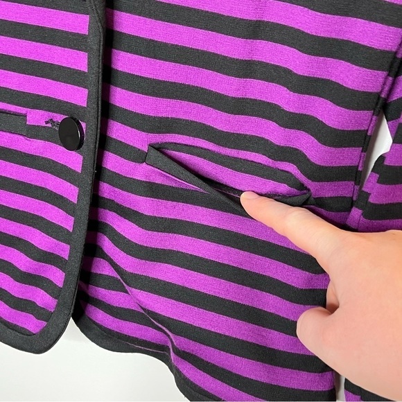 SANDRO Studio Striped Blazer Wednesday Addams Dark Academia Black Purple - Picture 5 of 9